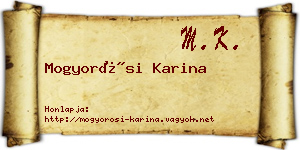 Mogyorósi Karina névjegykártya
